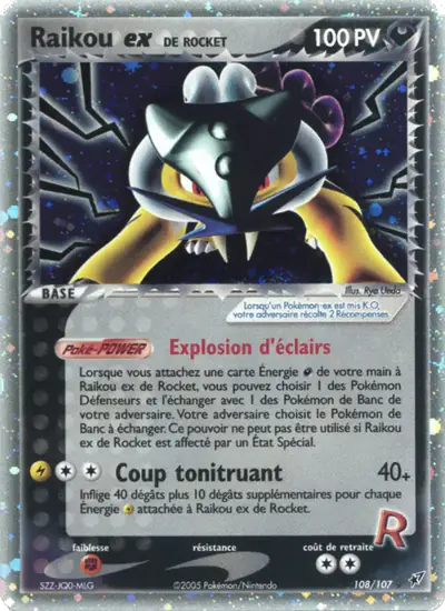 Image de la carte Pokemon Raikou ex de Rocket 108/107