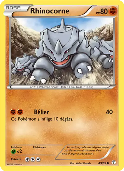 Image de la carte Pokemon Rhinocorne 49/83