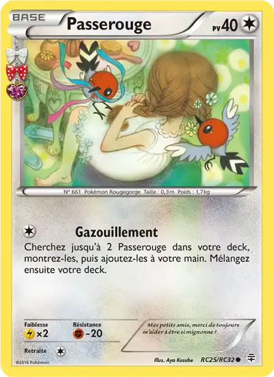 Image de la carte Pokemon Passerouge RC25/83