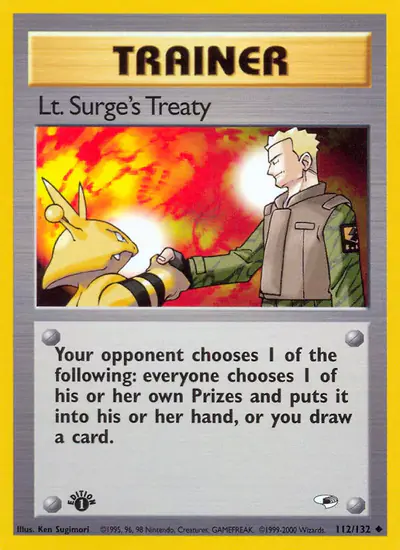 Image de la carte Pokemon Lt. Surge's Treaty (Édition 1) 112/132