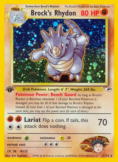 Image de la carte Pokemon Brock's Rhydon (Édition 1) 2/132