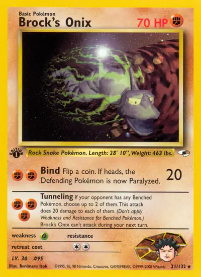 Image de la carte Pokemon Brock's Onix (Édition 1) 21/132