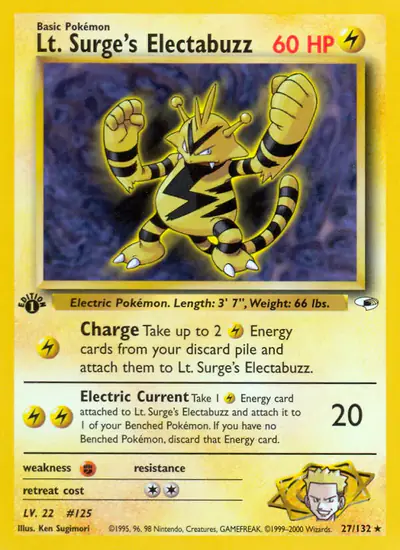Image de la carte Pokemon Lt. Surge's Electabuzz (Édition 1) 27/132