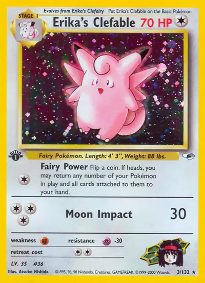 Image de la carte Pokemon Erika's Clefable (Édition 1) 3/132