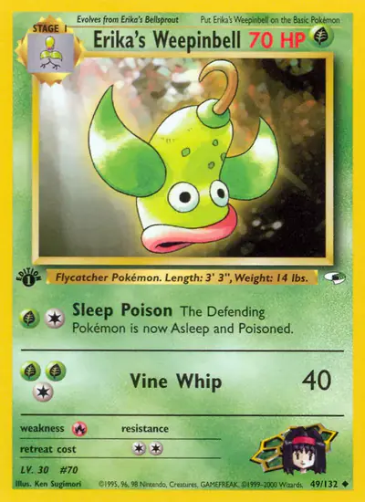 Image de la carte Pokemon Erika's Weepinbell (Édition 1) 49/132