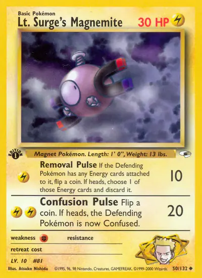 Image de la carte Pokemon Lt. Surge's Magnemite (Édition 1) 50/132