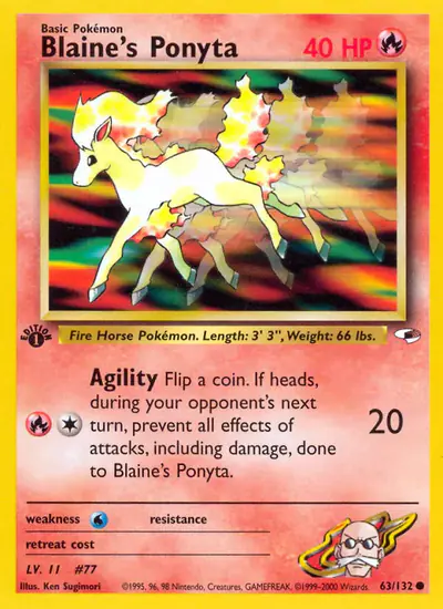 Image de la carte Pokemon Blaine's Ponyta (Édition 1) 63/132
