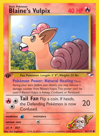 Image de la carte Pokemon Blaine's Vulpix (Édition 1) 65/132