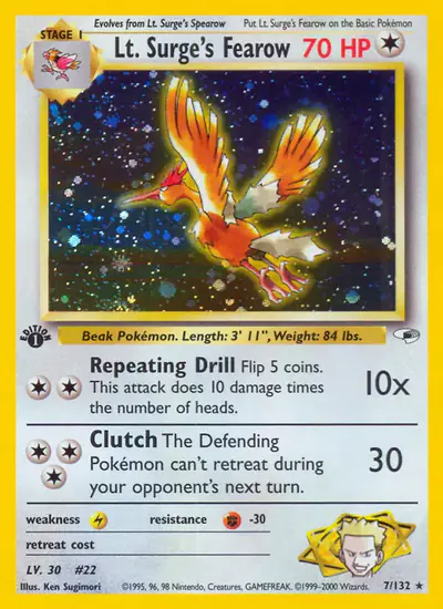 Image de la carte Pokemon Lt. Surge's Fearow (Édition 1) 7/132