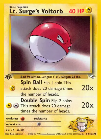 Image de la carte Pokemon Lt. Surge's Voltorb (Édition 1) 84/132