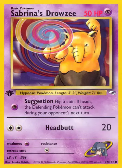 Image de la carte Pokemon Sabrina's Drowzee (Édition 1) 92/132