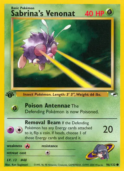 Image de la carte Pokemon Sabrina's Venonat (Édition 1) 96/132
