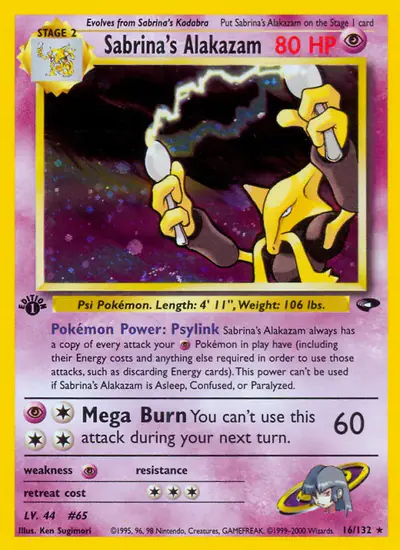 Image de la carte Pokemon Sabrina's Alakazam (Édition 1) 16/132