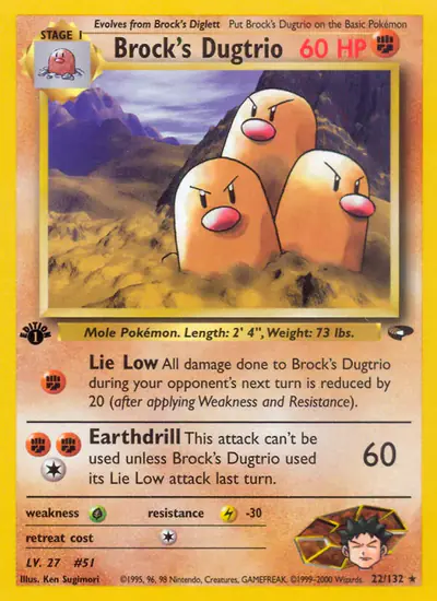 Image de la carte Pokemon Brock's Dugtrio (Édition 1) 22/132