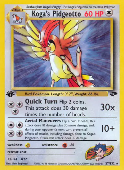 Image de la carte Pokemon Koga's Pidgeotto (Édition 1) 27/132