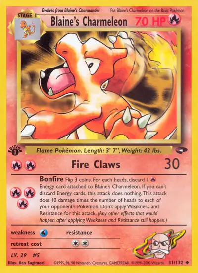Image de la carte Pokemon Blaine's Charmeleon (Édition 1) 31/132