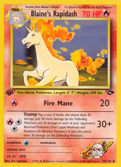 Image de la carte Pokemon Blaine's Rapidash (Édition 1) 33/132