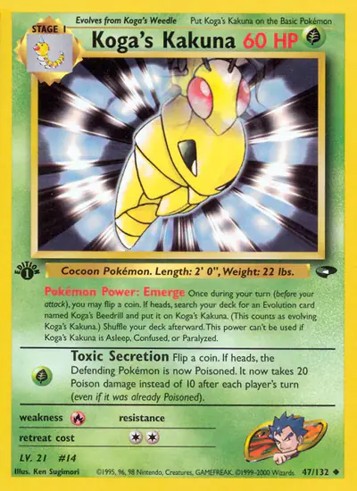 Image de la carte Pokemon Koga's Kakuna (Édition 1) 47/132