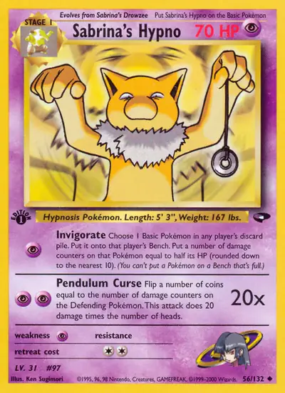Image de la carte Pokemon Sabrina's Hypno (Édition 1) 56/132