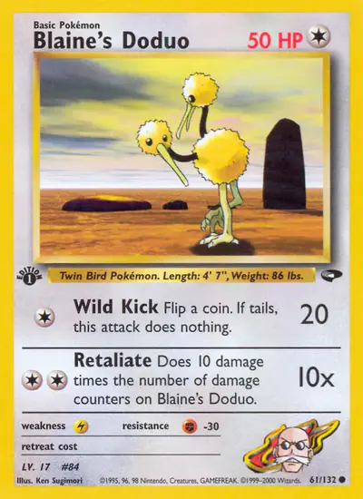 Image de la carte Pokemon Blaine's Doduo (Édition 1) 61/132