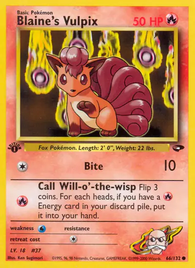 Image de la carte Pokemon Blaine's Vulpix (Édition 1) 66/132