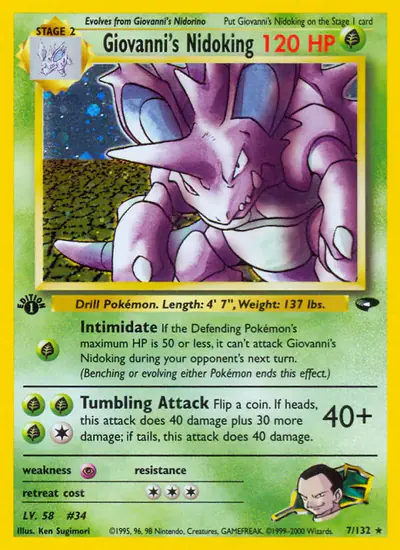 Image de la carte Pokemon Giovanni's Nidoking (Édition 1) 7/132