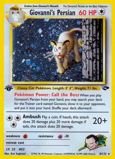 Image de la carte Pokemon Giovanni's Persian (Édition 1) 8/132