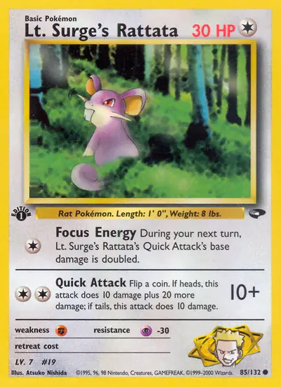 Image de la carte Pokemon Lt. Surge's Rattata (Édition 1) 85/132