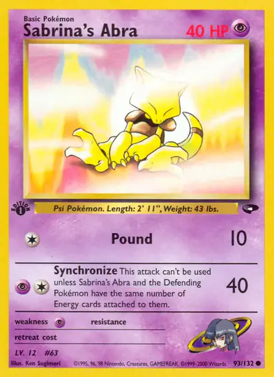 Image de la carte Pokemon Sabrina's Abra (Édition 1) 93/132