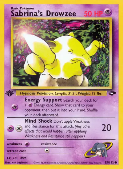 Image de la carte Pokemon Sabrina's Drowzee (Édition 1) 95/132