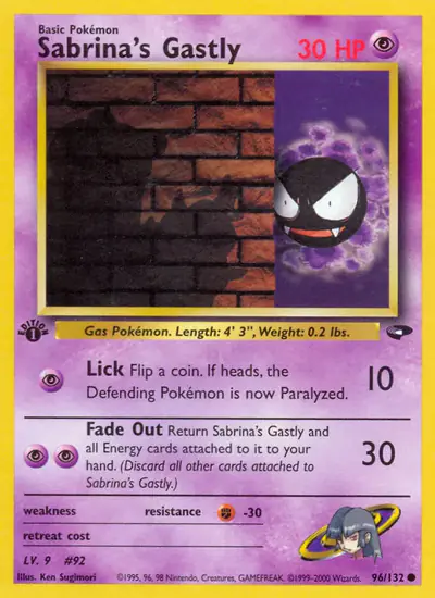 Image de la carte Pokemon Sabrina's Gastly (Édition 1) 96/132