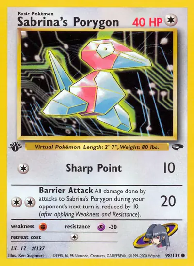 Image de la carte Pokemon Sabrina's Porygon (Édition 1) 98/132