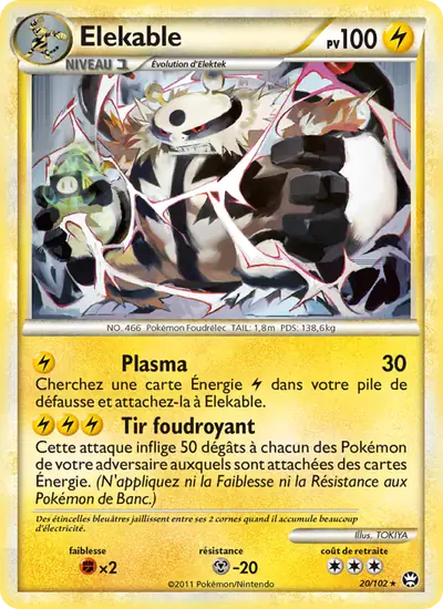 Image de la carte Pokemon Élekable 20/102