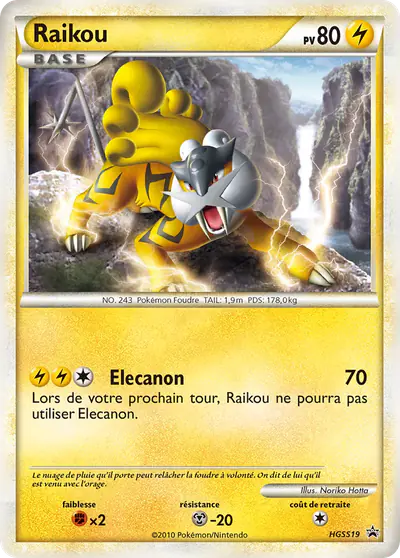 Image de la carte Pokemon Raikou HGSS19/25