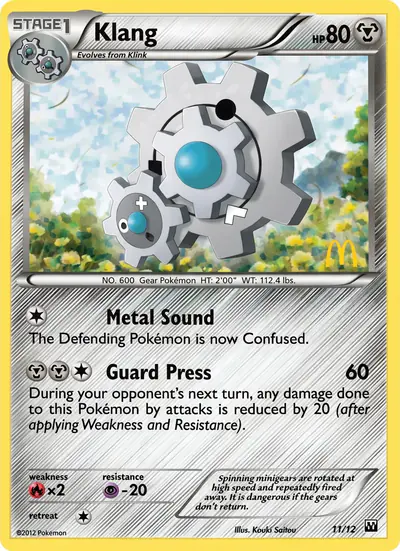 Carte Pokémon Klang 11/12 — McDonald's 2012 (US)