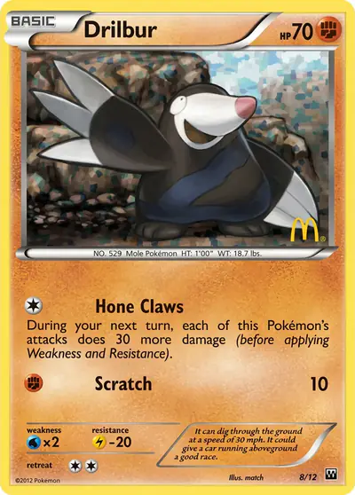 Carte Pokémon Drilbur 8/12 — McDonald's 2012 (US)
