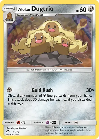 Carte Pokémon Alolan Dugtrio 11/12 — McDonald's 2019 (US)