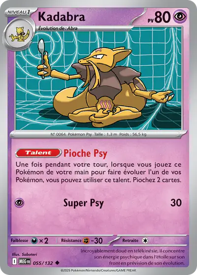 Image de la carte Pokemon Kadabra 055/132