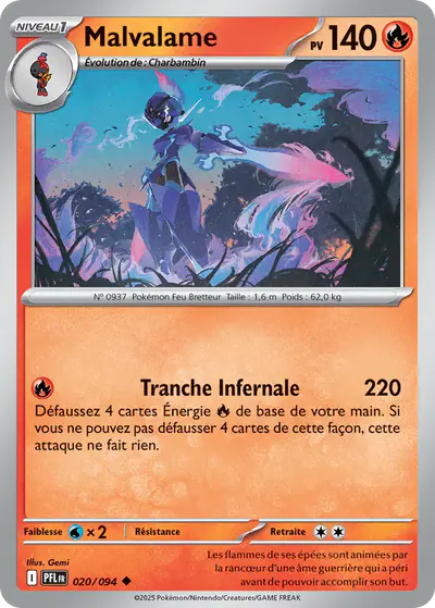 Image de la carte Pokemon Malvalame 020/94