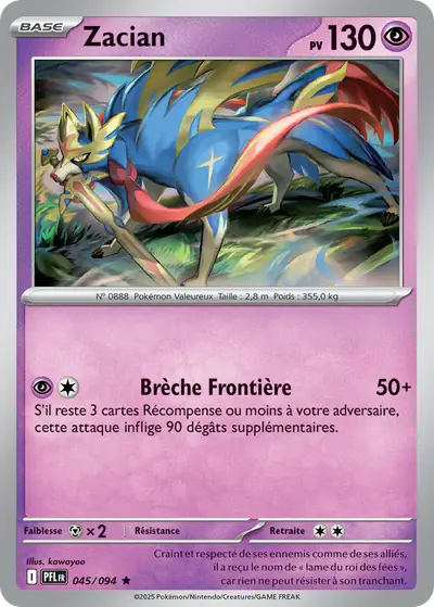 Image de la carte Pokemon Zacian 045/94