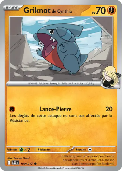 Image de la carte Pokemon Griknot de Cynthia 109/217
