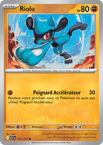 Image de la carte Pokemon Riolu 112/217