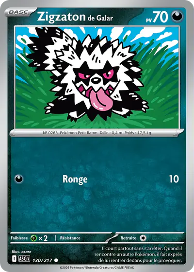 Image de la carte Pokemon Zigzaton de Galar 130/217
