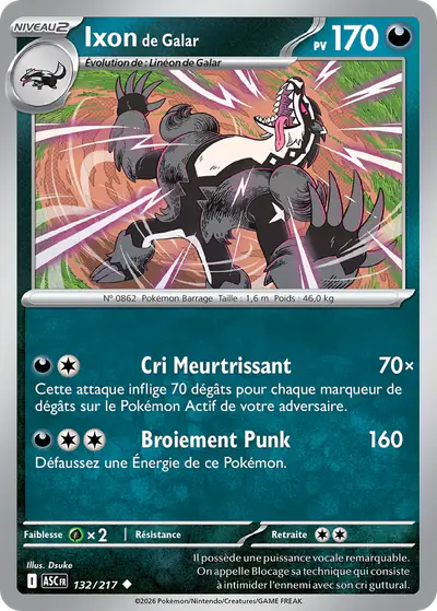 Image de la carte Pokemon Ixon de Galar 132/217