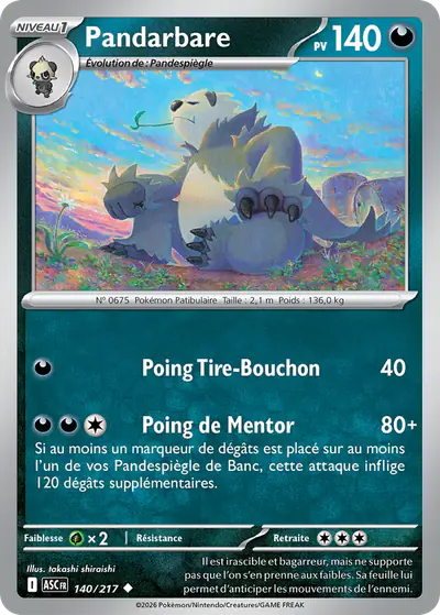 Image de la carte Pokemon Pandarbare 140/217