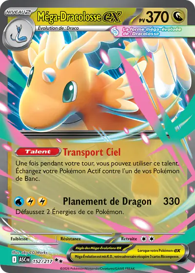 Image de la carte Pokemon Méga-Dracolosse ex 152/217