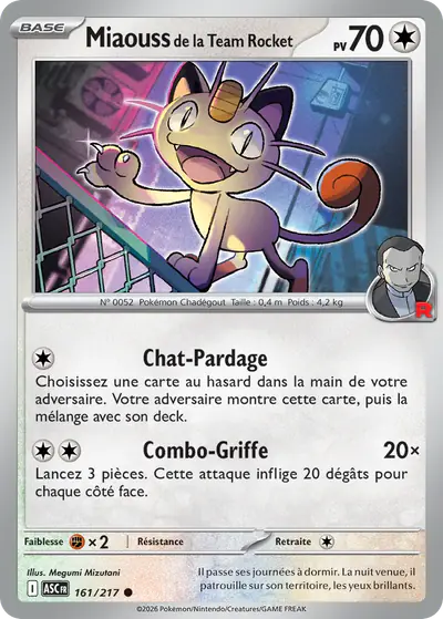 Image de la carte Pokemon Miaouss de la Team Rocket 161/217