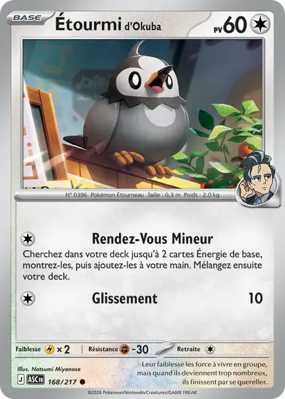 Image de la carte Pokemon Étourmi d'Okuba 168/217