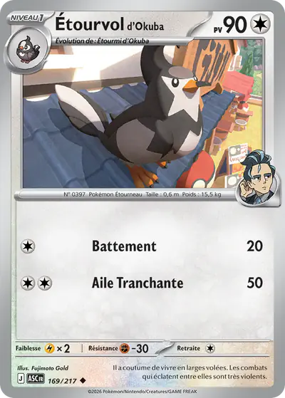 Image de la carte Pokemon Étourvol d'Okuba 169/217