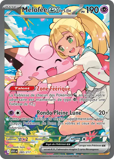 Image de la carte Pokemon Mélofée ex de Lilie 280/217